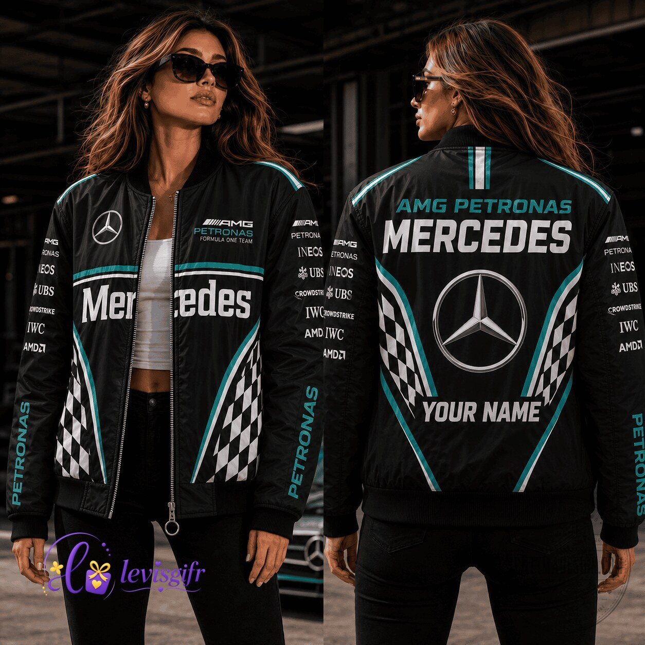 Racing Fan Gift Mercedes Formula One Team Bomber Jacket Personalized